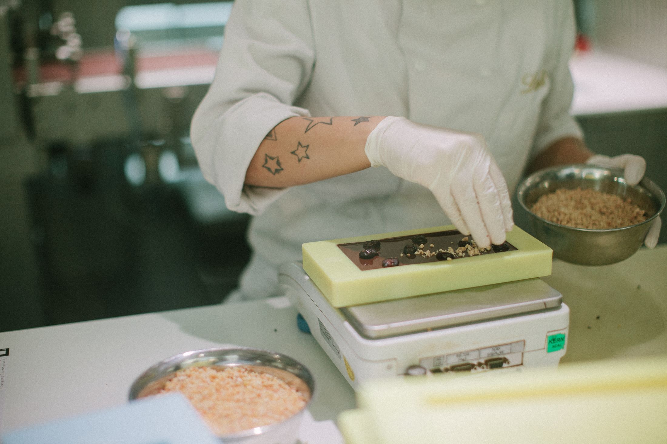 Careful confectionery production at a professional workshop